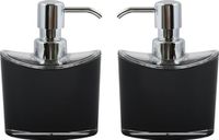 MSV Zeeppompje/dispenser Aveiro - 2x - PS kunststof - zwart/zilver - 11 x 14 cm - 260 ml