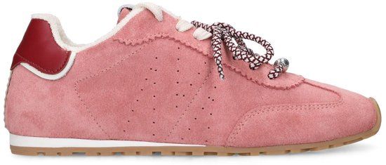 Manfield Roze suède sneakers met dubbele vetersluiting - Maat 38