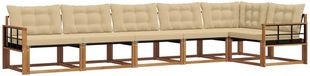vidaXL Hoek loungeset 6-delig Acaciahout Naturel et Beige