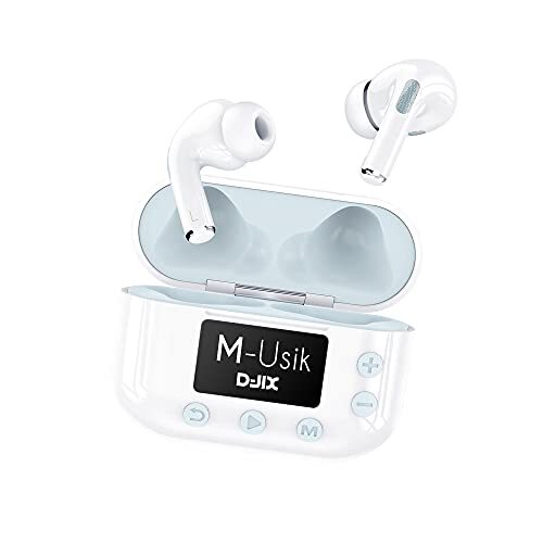 D-Jix - Draadloze Bluetooth hoofdtelefoon M Usik Player - 2-in-1 apparaat met Bluetooth hoofdtelefoon en MP3-8 GB speler - 18 uur looptijd - 4000 muziek titel - compatibel met smartphones wit