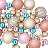vidaXL Kerstballenset - 88 st - Roze, goud, bruin en turquoise - Ø 6 cm