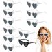 Lot de 10 lunettes de soleil blanches en forme de cœur – des lunettes de fête rétro élégantes, idéales pour les photobooths, les enterrements de vie de jeune fille, les mariages, les anniversaires et les événements