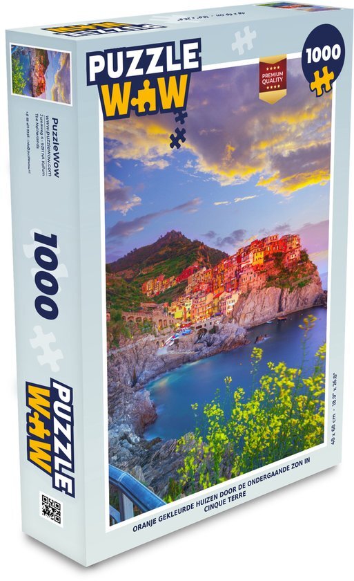 MuchoWow Puzzel Oranje gekleurde huizen door de ondergaande zon in Cinque Terre - Legpuzzel - Puzzel 1000 stukjes volwassenen