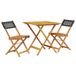 3-delige Bistroset poly rotin et bois massif noir