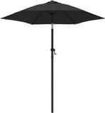 Merkloos Parasol Tuin - Ø 200 cm - Kantelbaar - Zwart - Aluminium Frame