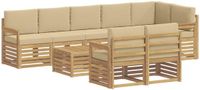 vidaXL - Bank loungeset - 8 zitplekken - Polyester - Wit en Beige