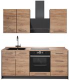 Vicco Eenpersoonskeuken Fame-Line, Goudkleurig Eiken/Wit, 190 cm