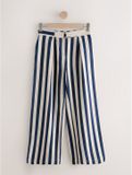 Next Dames Broek van gemengd linnen met wijde pijpen en riem - Blauw