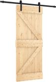 vidaXL Schuifdeur 85 x 210 cm Massief Pine Hout (Onbehandeld)