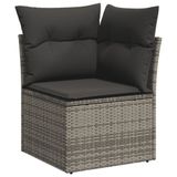 vidaXL 6-delige Loungeset met kussens, polyrattan, grijs
