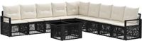 vidaXL Tuinbank - Set - 10 - st - Zwart - en - Crème - Wit - poly - rattan