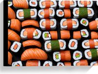 Merkloos / Sans marque Canvas Patroon van Verse Japanse Sushi 40x30 cm Foto op Canvas Schilderij