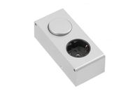 GTV BOX Lang stopcontact met schakelaar, meubelstopcontact 230 V, 16 A, type French (zonder aaring), IP20, 3600 W, aluminiumlook, aansluitkabel van 0,3 m, voor keuken en werkblad