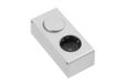 GTV BOX Lang stopcontact met schakelaar, meubelstopcontact 230 V, 16 A, type French (zonder aaring), IP20, 3600 W, aluminiumlook, aansluitkabel van 0,3 m, voor keuken en werkblad