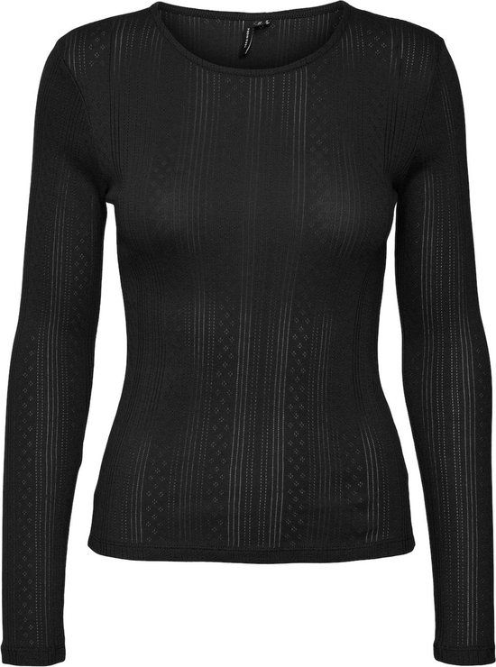 VERO MODA VMLISA POINTELLE LS TOP JRS NOOS Women's Top - Black - XS - Cotton