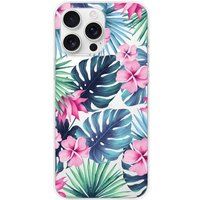Apple iPhone 16 Pro Max Tropical aquarelle bedrukt siliconen hoesje