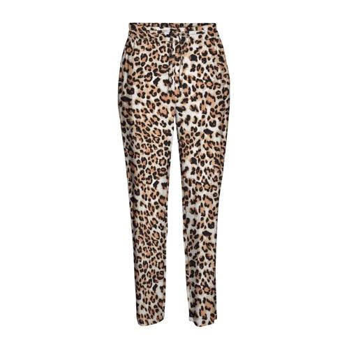 VERO MODA VMEASY Straight Fit Trousers - Dark Blue/Ecru Animal Print
