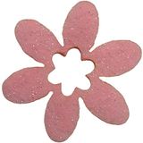 Petra's Knutsel-News 100 x bloem 40 mm met bloemenuitsnijding, glittervilt, eenzijdig glitter, fliz, roze, 18 x 12 x 5 cm