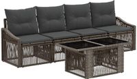 vidaXL Tuinbank Set 2 zitplaatsen Poly rattan Grijs/Donkergrijs