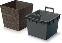 Prosperplast Plantenpot/bloempot - buiten - kunststof - donkerbruin - Eco wood look - D29 x H29 cm