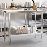 vidaXL Table de Travail de Cuisine en Acier Inoxydable avec Pieds et Rangement