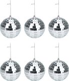 Articasa Disco kerstballen - 6x st - zilver - D6 cm - kunststof
