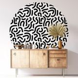 Sticker mural rond - Motif graphique - Diamètre 80 cm - Adhésif mat
