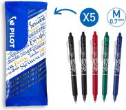 Pilot FriXion Ball Clicker uitwisbare pen - 0,7mm - 5 stuks - 2 zwart, 1 blauw, 1 rood, 1 groen