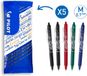 Pilot FriXion Ball Clicker uitwisbare pen - 0,7mm - 5 stuks - 2 zwart, 1 blauw, 1 rood, 1 groen