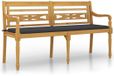 vidaXL Bankje Batavia met antracietkleurig kussen 150 cm teakhout