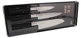 Messenset Ensemble de couteaux : 10 cm, 15 cm, Santoku 16,5 cm, couleur noire