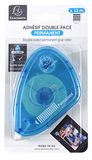 Exacompta - Ref. 12996E - 1 x dubbelzijdig permanent plakband, lengte: 13 m – dispenser in de kleur turquoise – voorgestanste permanente lijm