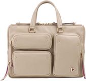 DuDu Aktentas Leer 36 cm Laptopvak - 14 inch - Beige