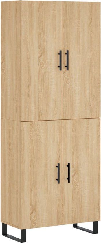 vidaXL Hoge kast 69,5x34x180 cm bewerkt hout sonoma eikenkleurig