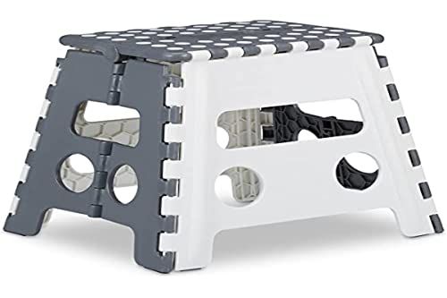 Relaxdays Opstapkruk - Inklapbaar - Met Handvat - Grijs/Wit