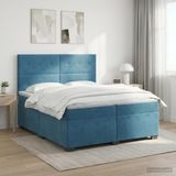 vidaXL Boxspringbed met matras Blauw 200 x 200 cm Fluweel