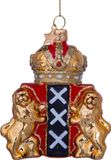 Vondels Ornament glass gold shield of Amsterdam H9.5cm