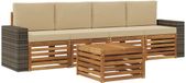 vidaXL - Canapé d'angle - 4 places - Acacia massif - Naturel et beige