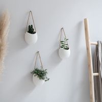 KAZAI. Wandplantenbakken -Ellie- | Hangende Keramische Plantenpotten 3 stuks | Wanddecoratie voor Binnen, Balkon en Tuin | Mat wit