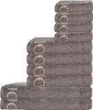 JOOP! Handdoek Classic Bruin Katoen 50x100 cm Set van 10