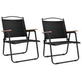VidaXL Tuinstoel Terras Oxford, Staal Zwart, 2 stuks