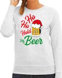 Bellatio Decorations Shoppartners Bv Ho ho hold my beer foute Kerst sweater / kersttrui grijs voor dames - M