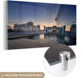 MuchoWow® Glass Painting 120x60 cm - Acrylic Glass Painting - The German Reichstag of Berlin with the river Spree - Photo on glass - Paintings