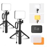 NEEWER Basics BP66 2 Pack LED videolicht panel bureaulamp videoconferentie verlichting set met desktop statiefstandaarden/filters voor webcam computer laptop zoom make-up selfie streaming, dimbaar