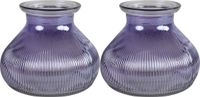 Decostar Bloemenvaas - 2x stuks - paars glas - H12 x D15 cm