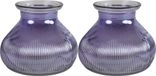Decostar Bloemenvaas - 2x stuks - paars glas - H12 x D15 cm
