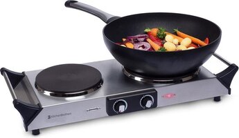 KitchenBrothers Elektrische Kookplaat - 2 Pits - 2500W - RVS