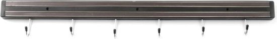 HENDI Messenmagneet met 6 haken – 2 sterke magneetstrips – 620 mm – eenvoudig te monteren