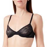 Calvin Klein dames Sheer Marquisette unlined demi bra - beugel BH - zwart