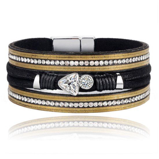 Deja Jewels Lookinggoodtoday Boho Armband met Meerdere Lagen - Triangle Zwart